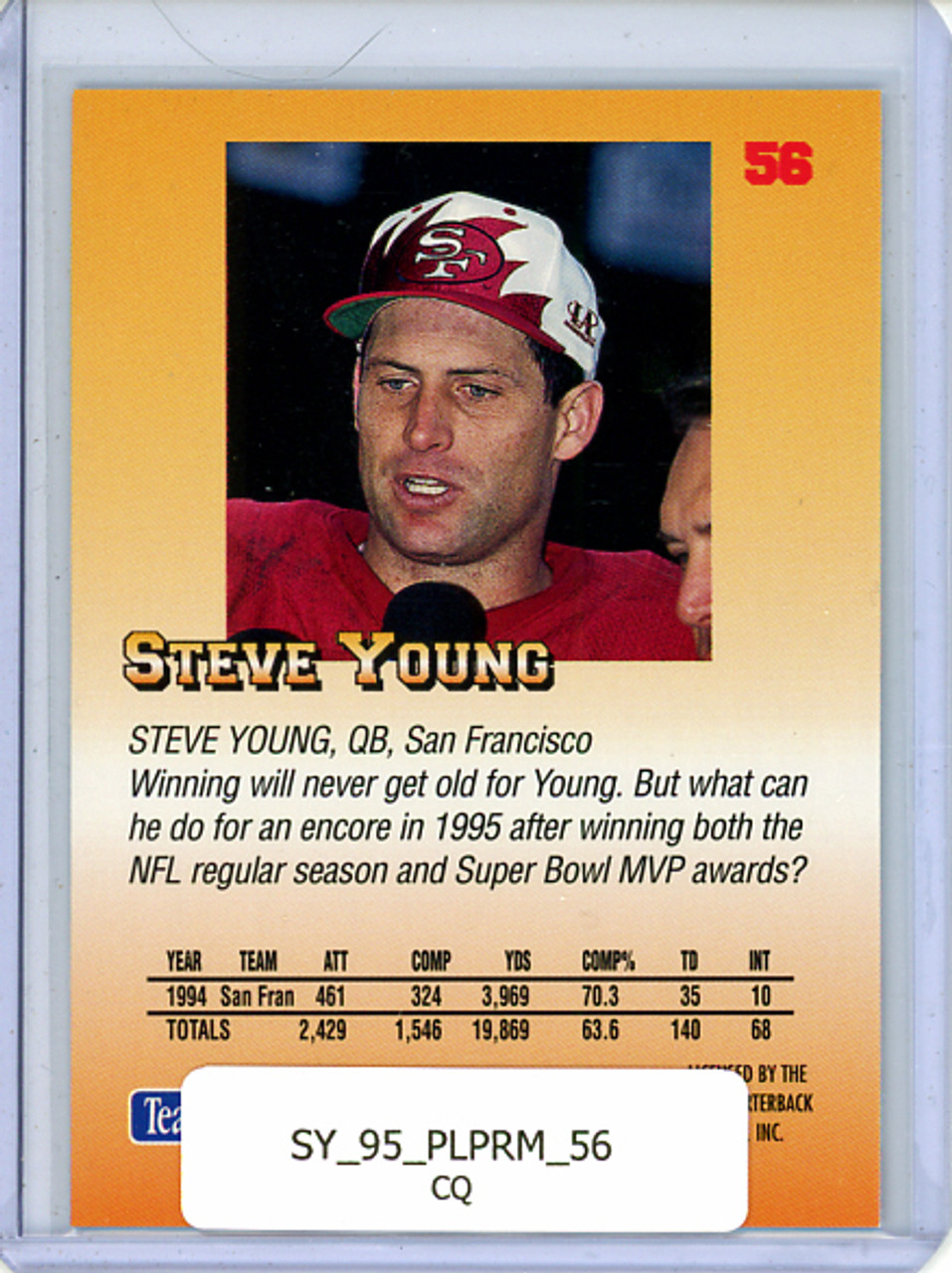 Steve Young 1995 Playoff Prime #56 (CQ)