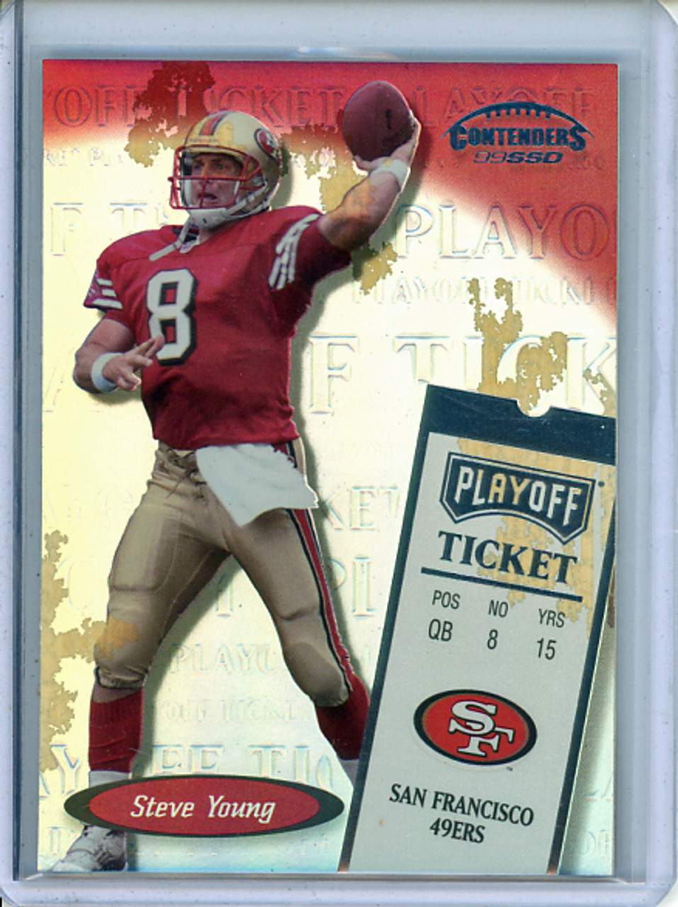 Steve Young 1999 Playoff Contenders SSD #190 Playoff Ticket (CQ)
