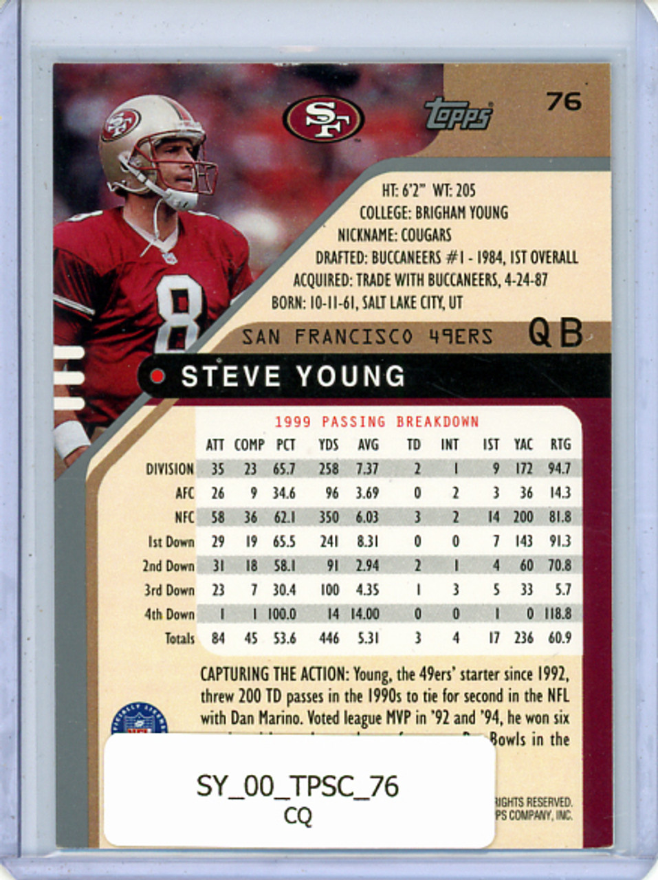 Steve Young 2000 Stadium Club #76 (CQ)