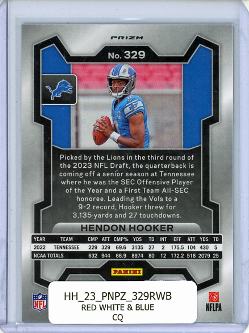 Hendon Hooker 2023 Prizm #329 Red White & Blue (CQ)