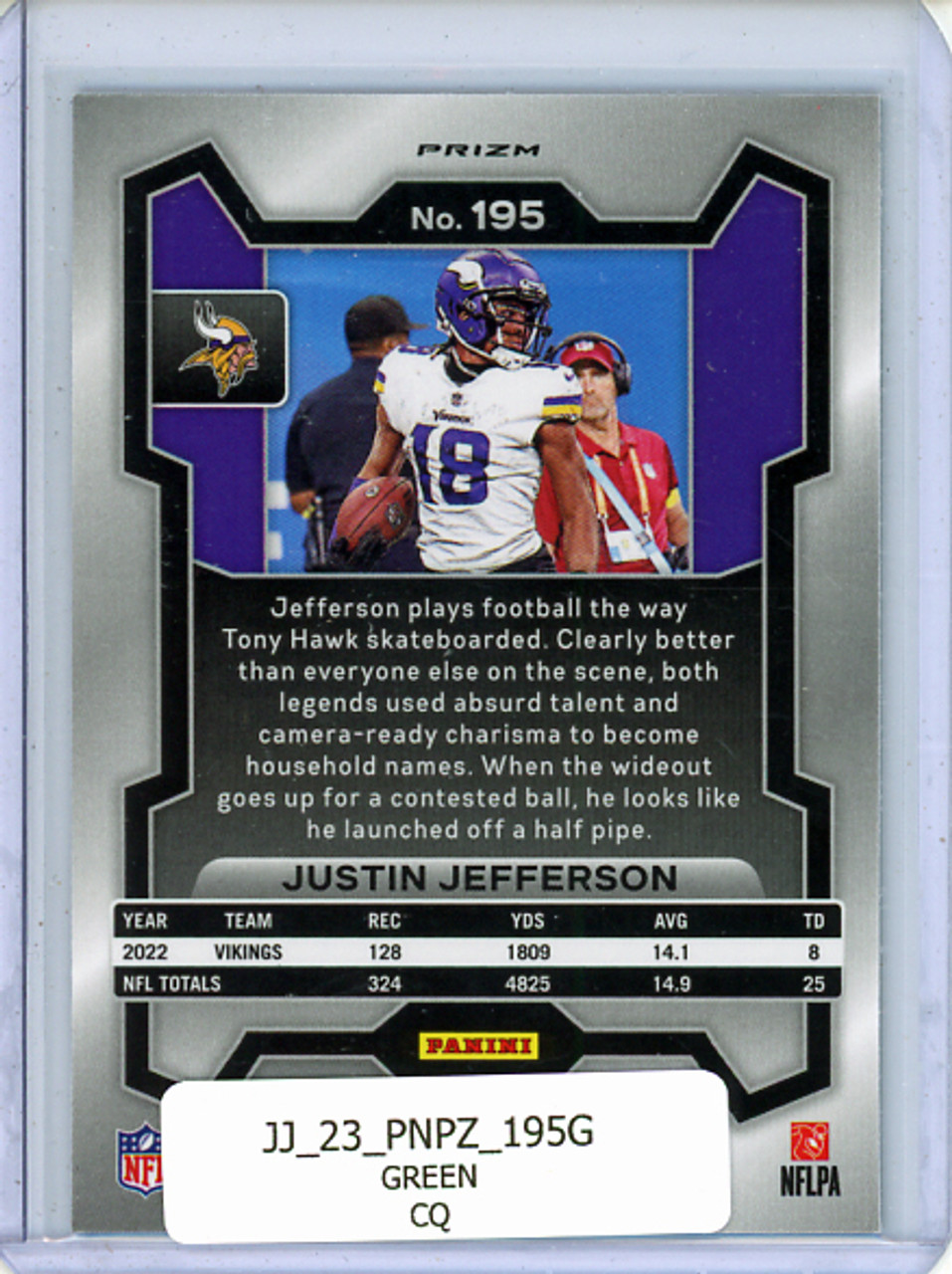 Justin Jefferson 2023 Prizm #195 Green (CQ)