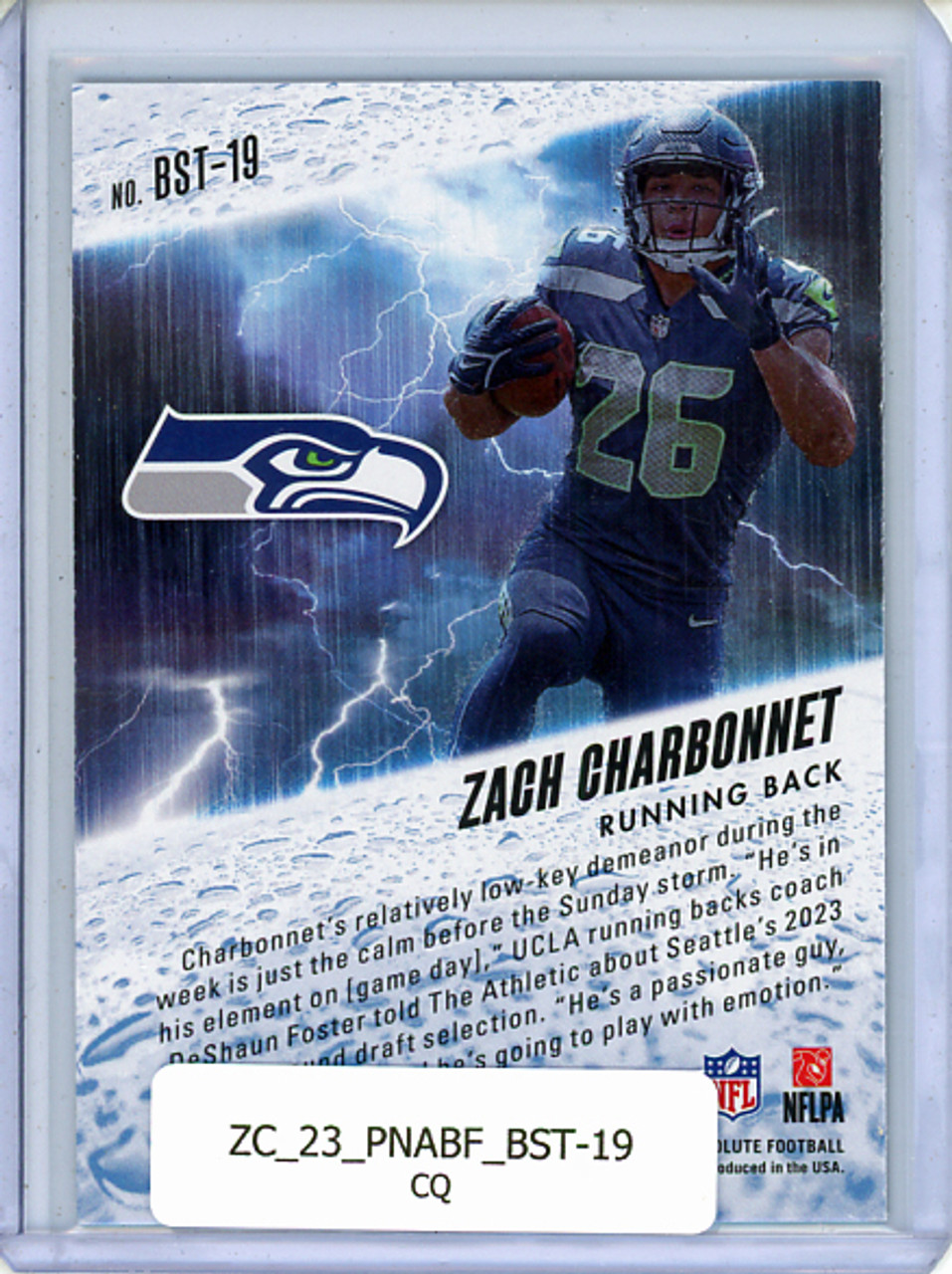 Zach Charbonnet 2023 Absolute, By Storm #BST-19 (CQ)