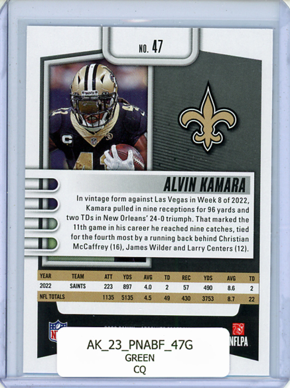 Alvin Kamara 2023 Absolute #47 Green (CQ)