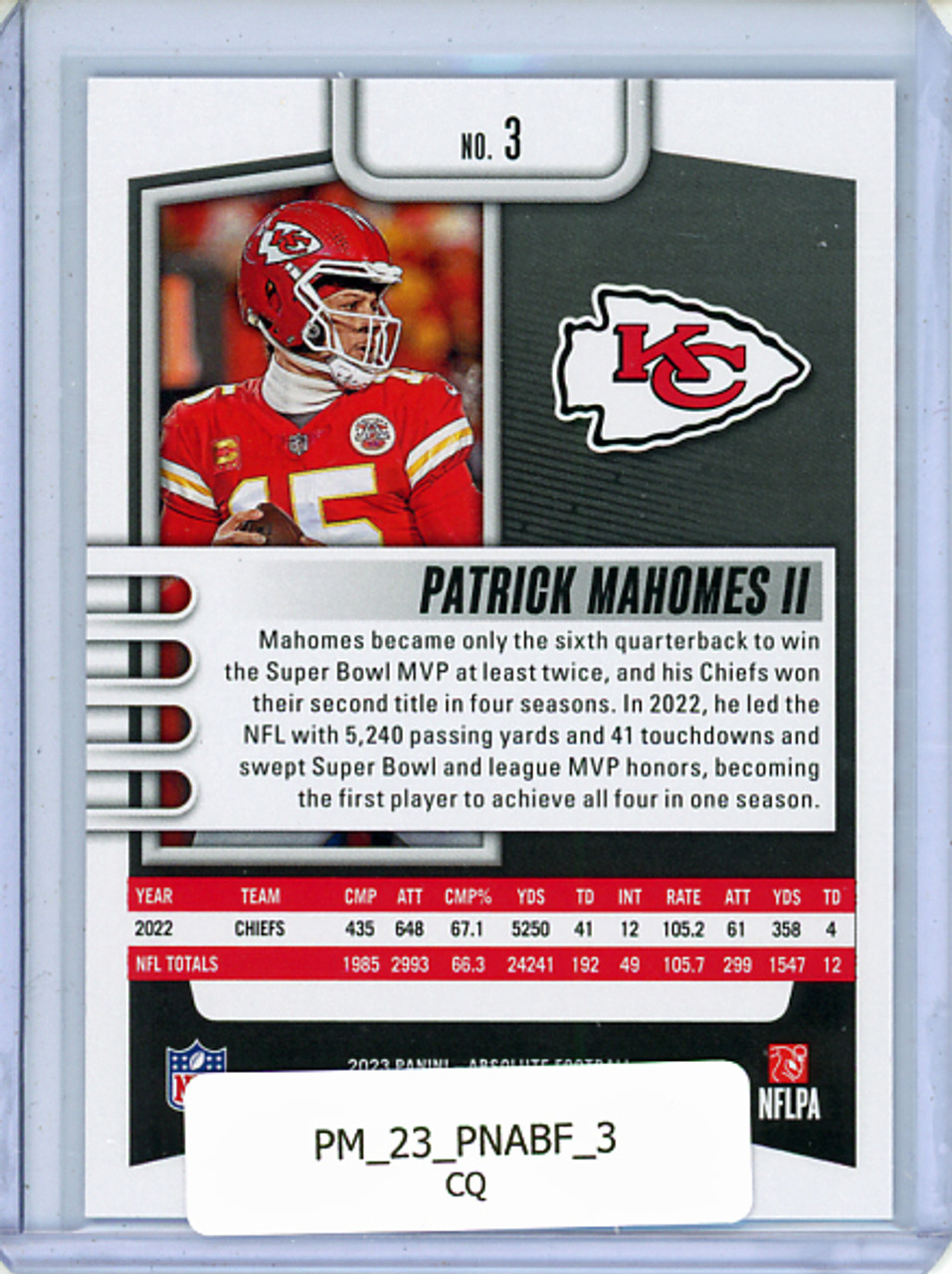 Patrick Mahomes II 2023 Absolute #3 (CQ)