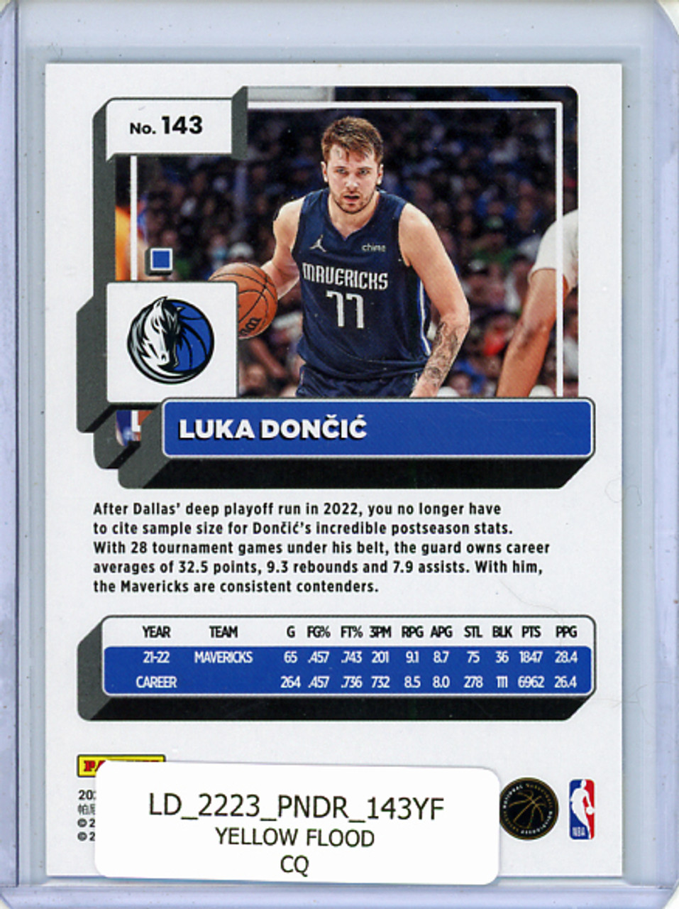 Luka Doncic 2022-23 Donruss #143 Yellow Flood (CQ)