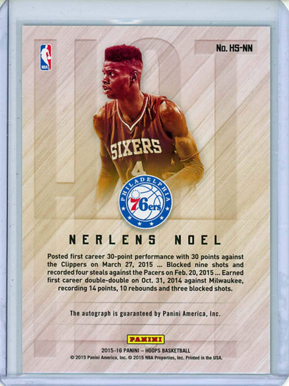 Nerlens Noel 2015-16 Hoops, Hot Signatures #HS-NN (1) (CQ)