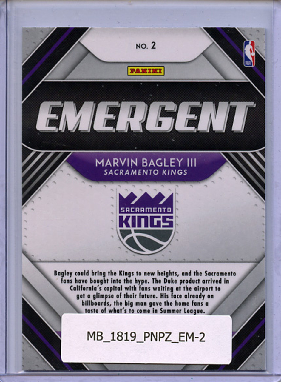 Marvin Bagley III 2018-19 Prizm, Emergent #2