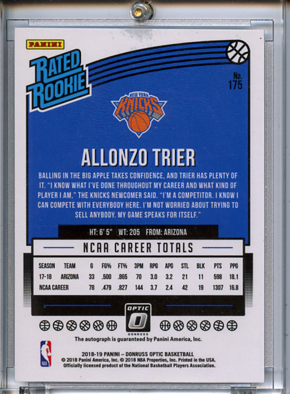 Allonzo Trier 2018-19 Donruss Optic #175 Rated Rookies Signatures