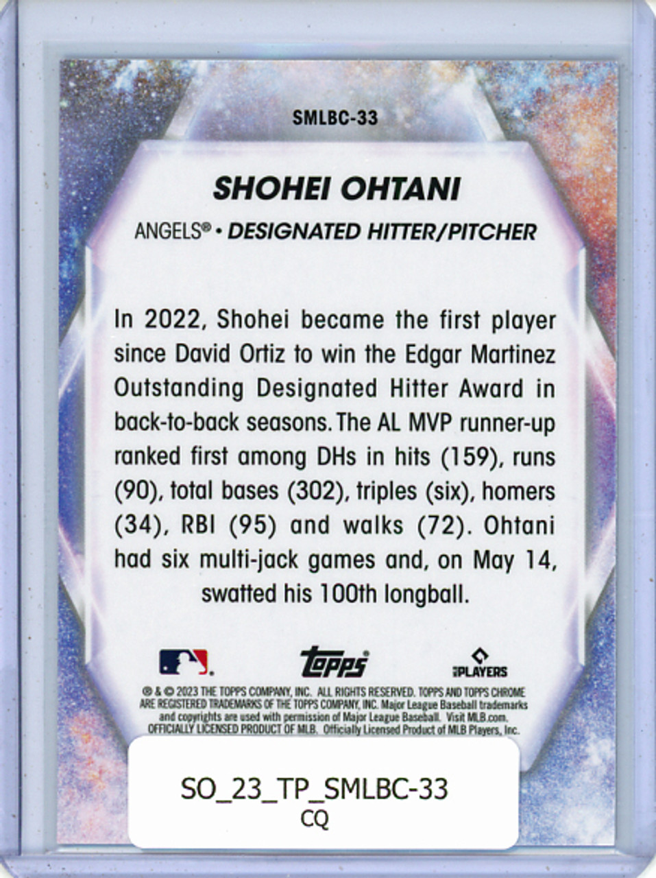 Shohei Ohtani 2023 Topps, Stars of MLB Chrome #SMLBC-33 (CQ)