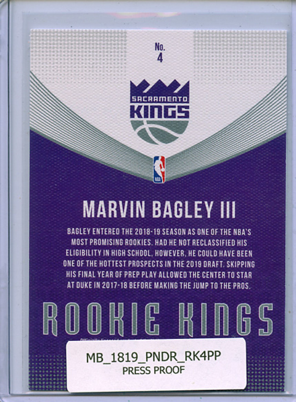 Marvin Bagley III 2018-19 Donruss, Rookie Kings #4 Press Proof