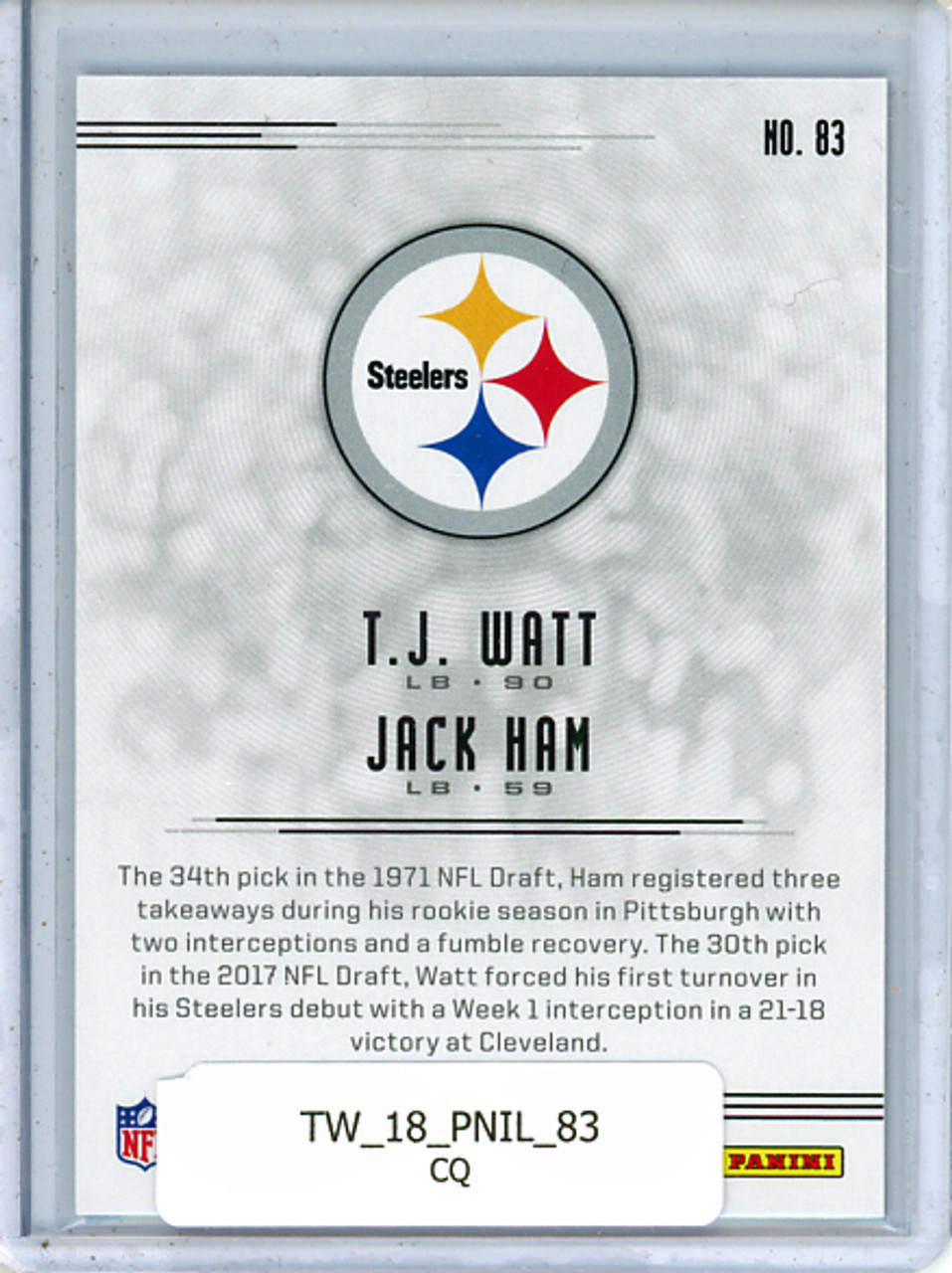 T.J. Watt, Jack Ham 2018 Illusions #83 (CQ)