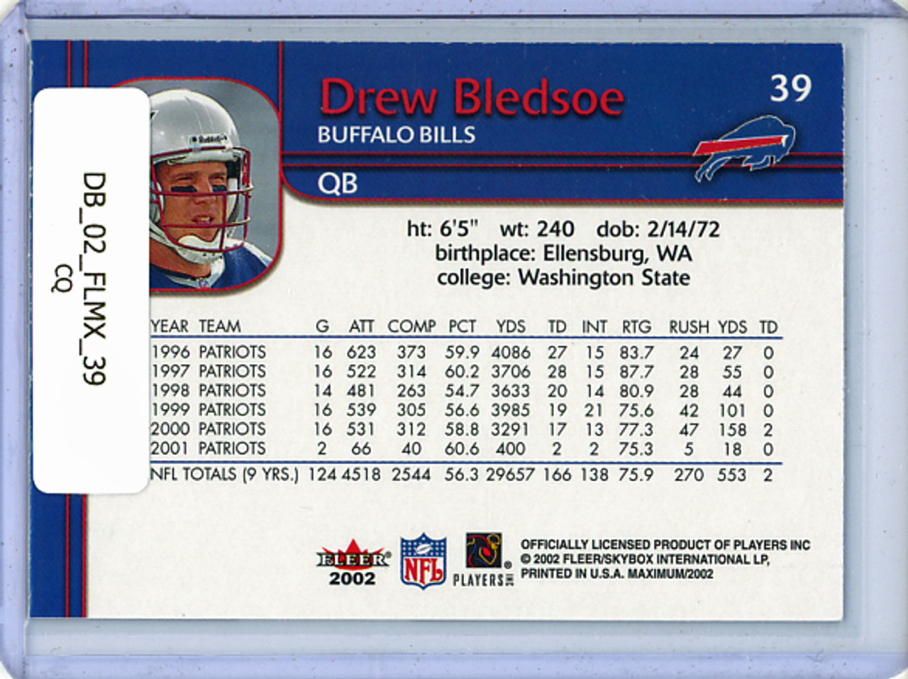 Drew Bledsoe 2002 Maximum #39 (CQ)