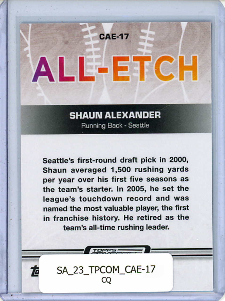 Shaun Alexander 2023 Topps Composite, Chrome All-Etch #CAE-17 (CQ)