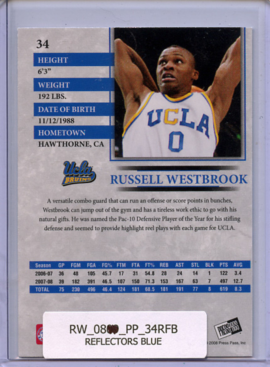 Russell Westbrook 2008 Press Pass #34 Reflectors Blue