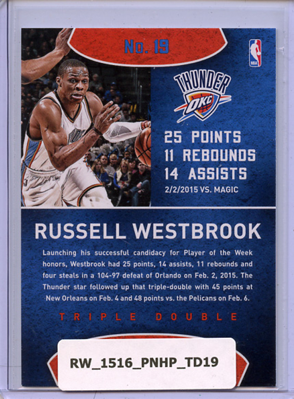 Russell Westbrook 2015-16 Hoops, Triple Double #19