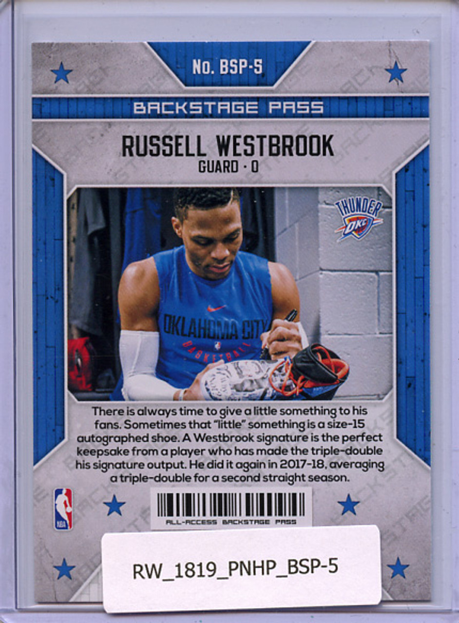 Russell Westbrook 2018-19 Hoops, Backstage Pass #BSP-5