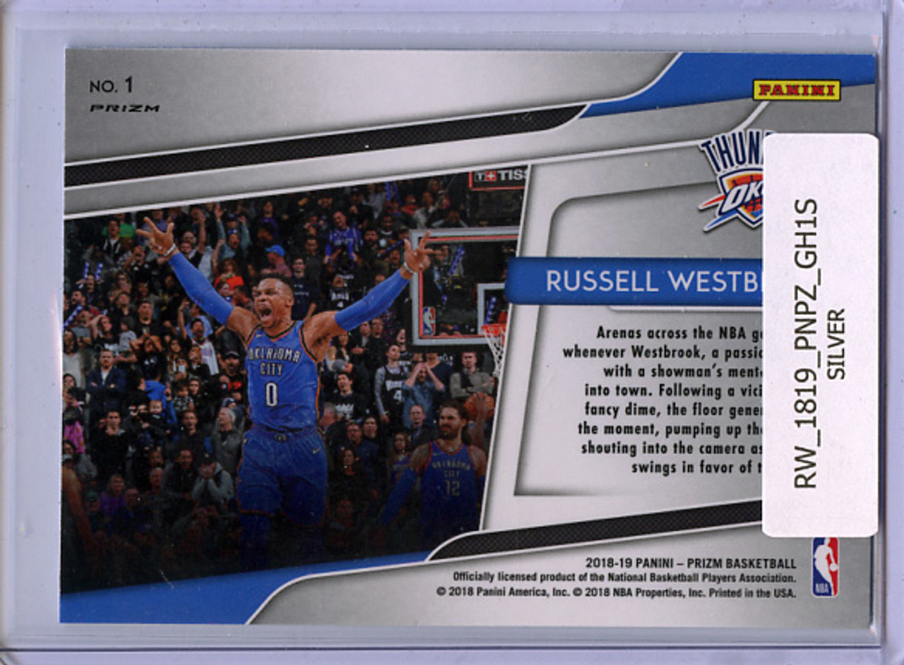 Russell Westbrook 2018-19 Prizm, Get Hyped! #1 Silver