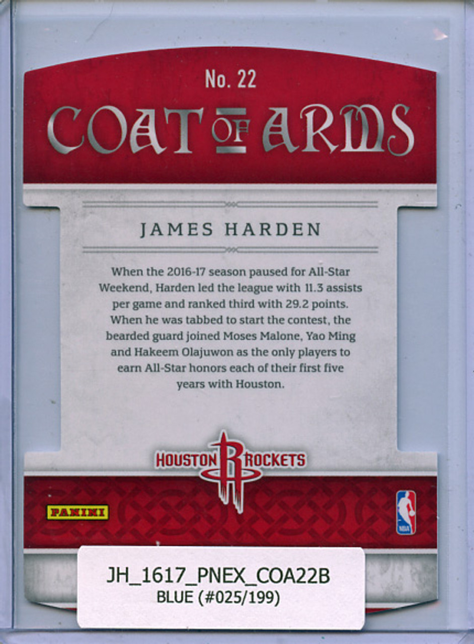 James Harden 2016-17 Excalibur, Coat of Arms #22 Blue Die Cut (#025/199)