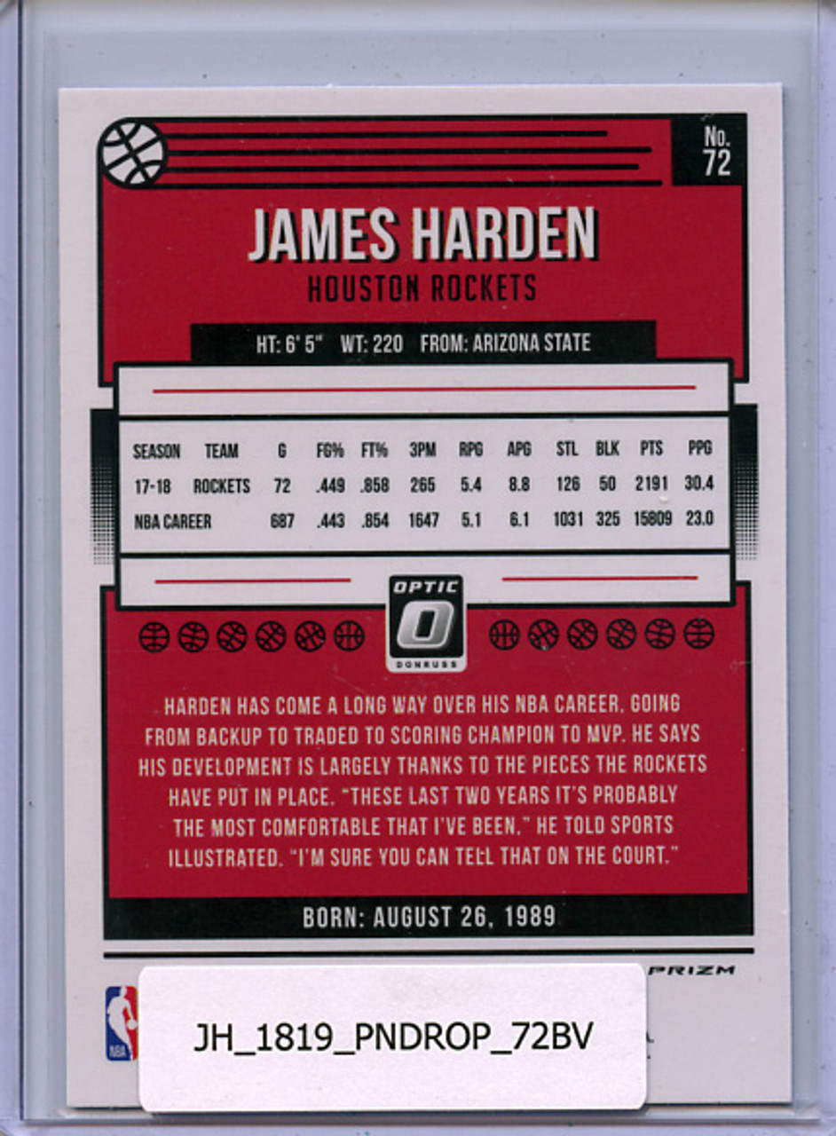 James Harden 2018-19 Donruss Optic #72 Blue Velocity