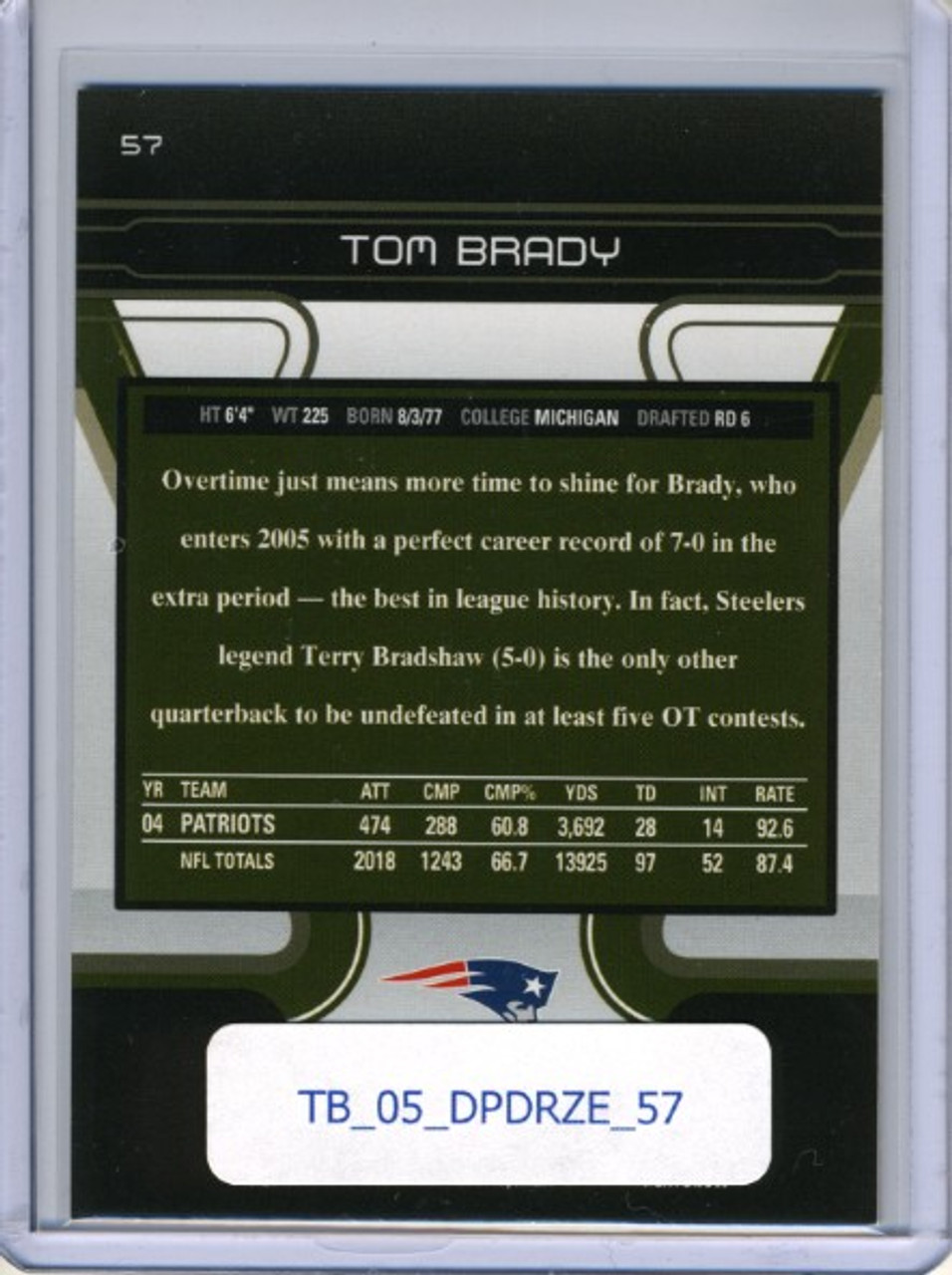 Tom Brady 2005 Donruss Zenith #57