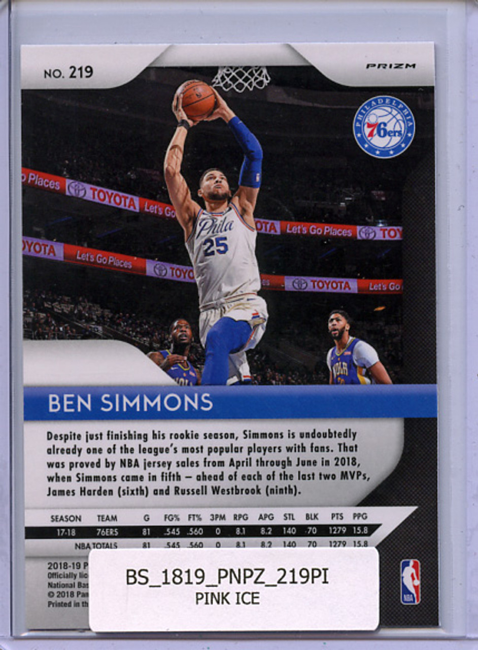 Ben Simmons 2018-19 Prizm #219 Pink Ice