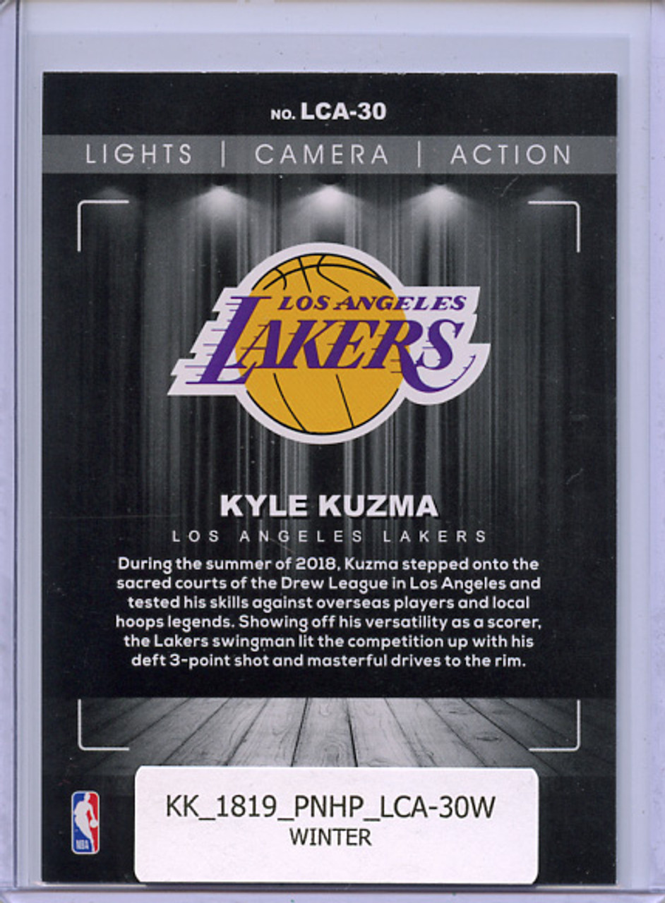 Kyle Kuzma 2018-19 Hoops, Lights Camera Action #LCA-30 Winter