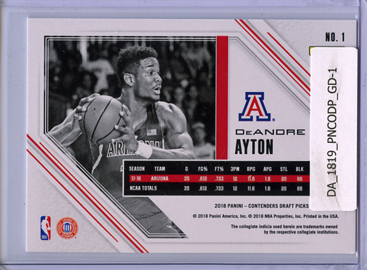 Deandre Ayton 2018-19 Contenders Draft Picks, Game Day Tickets #1