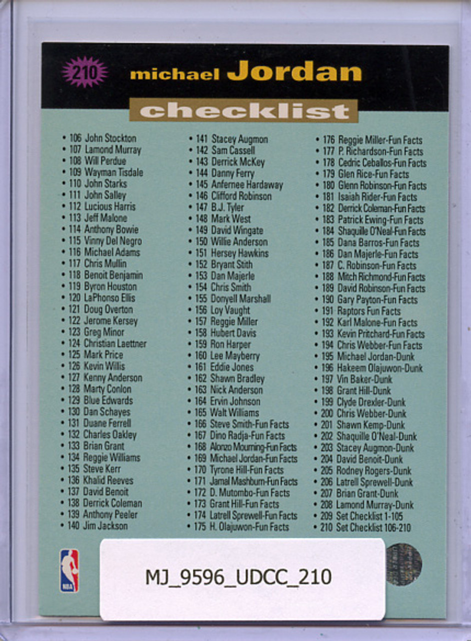 Michael Jordan 1995-96 Collector's Choice #210 Checklist