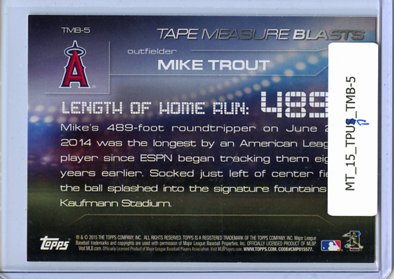 Mike Trout 2015 Topps Update, Tape Measure Blasts #TMB-5