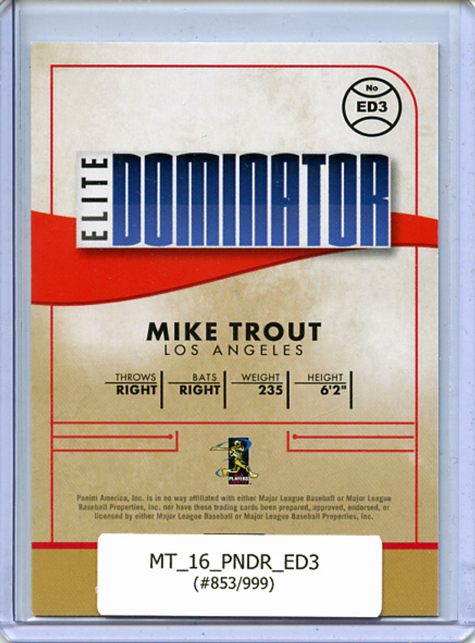 Mike Trout 2016 Donruss, Elite Dominators #ED3 (#853/999)