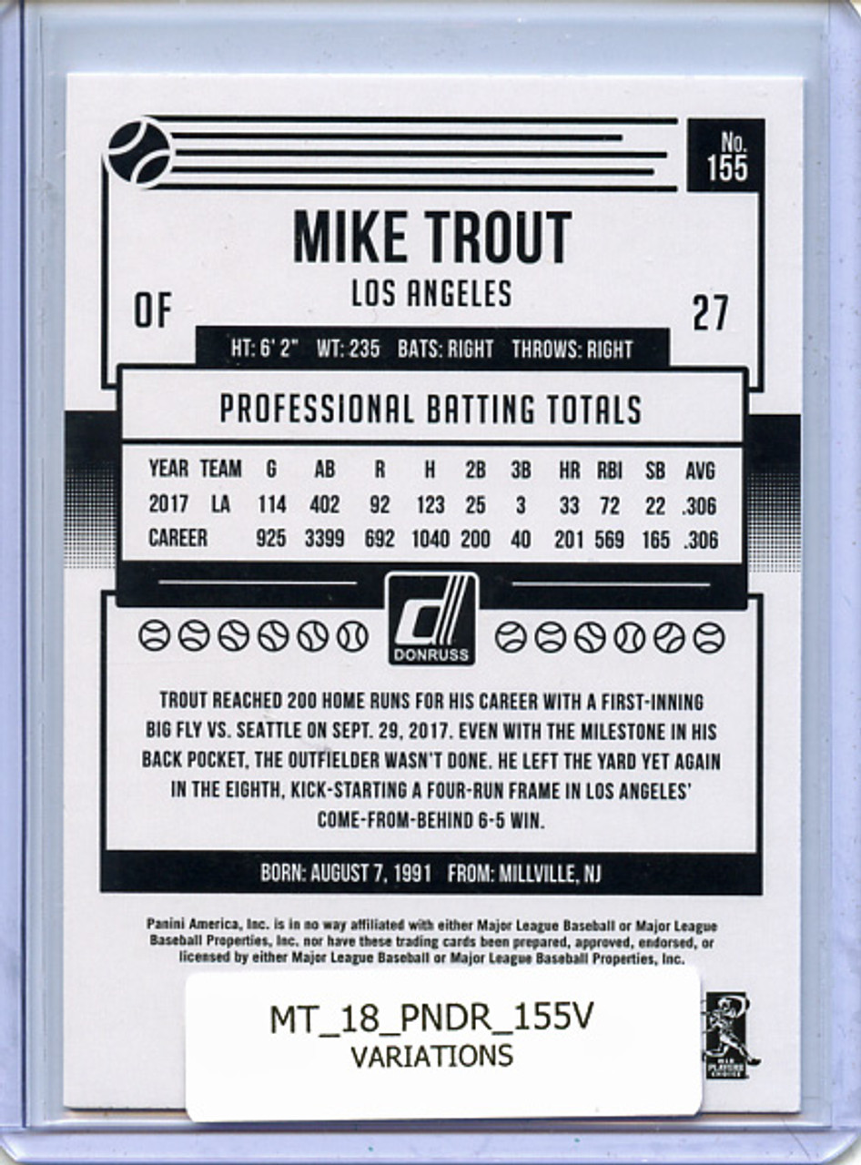 Mike Trout 2018 Donruss #155 Variations "Millville Meteor"