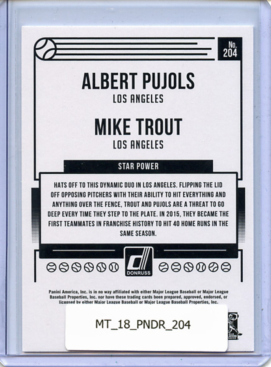Mike Trout, Albert Pujols 2018 Donruss #204 Star Power