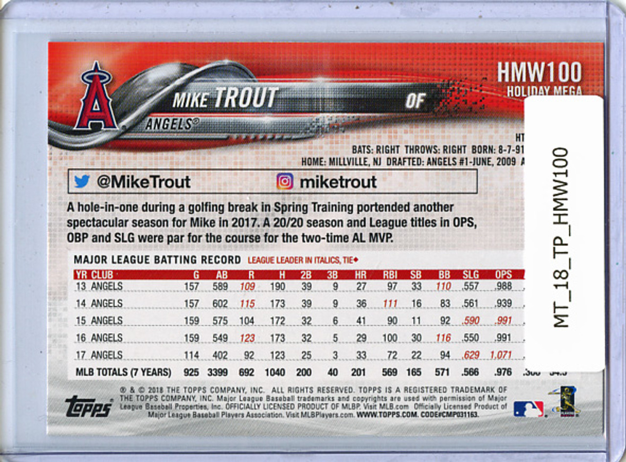 Mike Trout 2018 Topps Holiday #HMW100