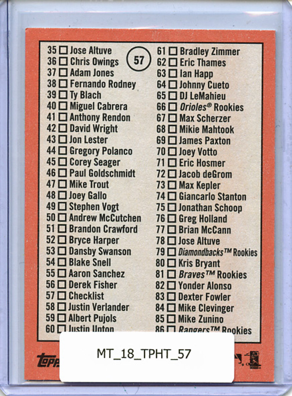 Mike Trout 2018 Heritage #57 Checklist