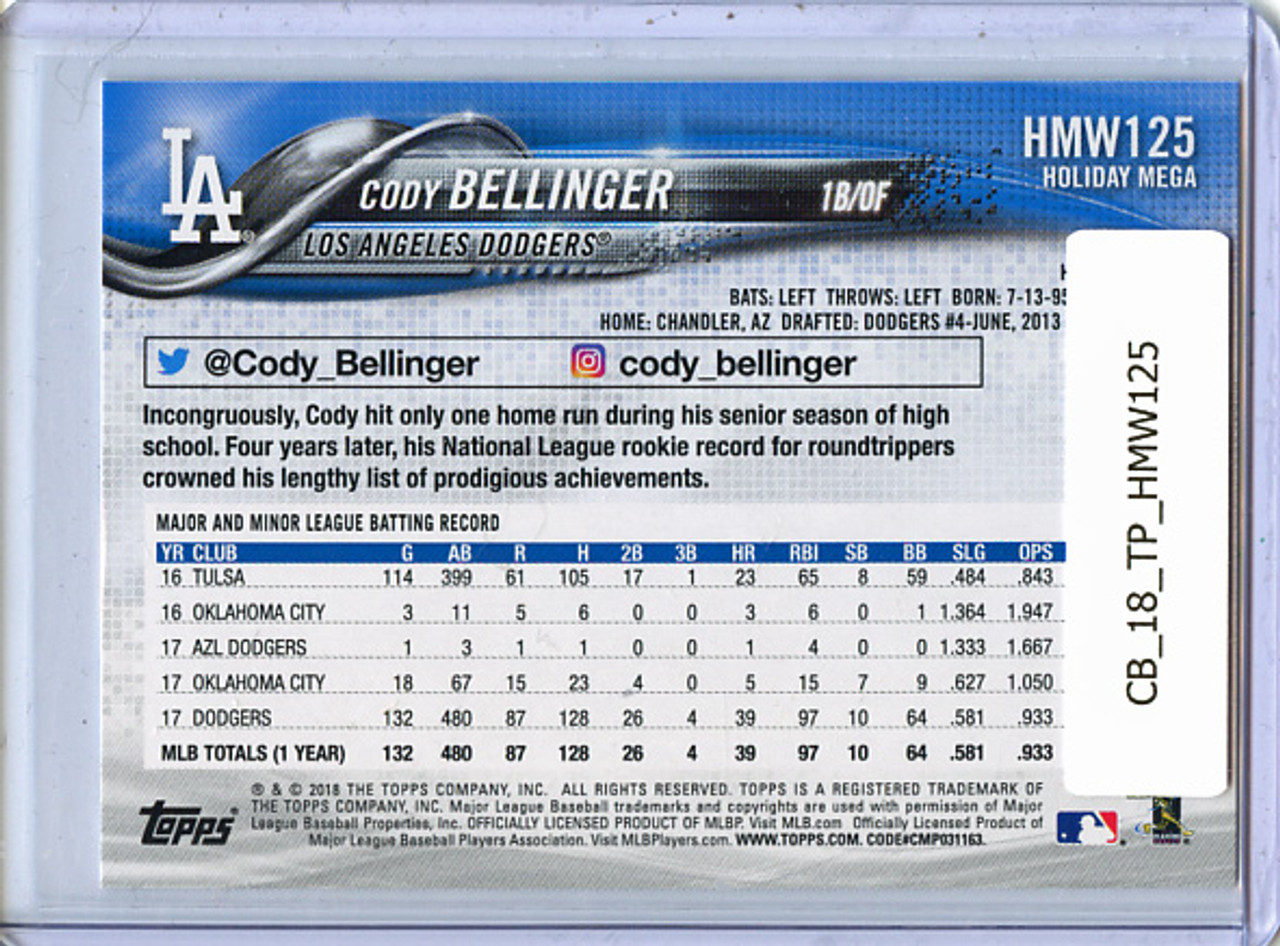 Cody Bellinger 2018 Topps, Wal-Mart Holiday Snowflake #HMW125
