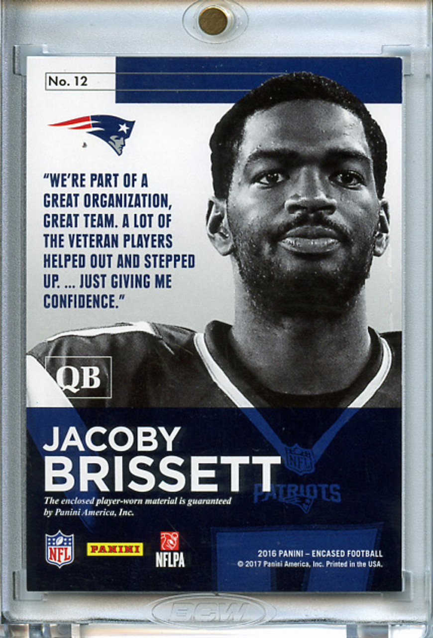 Jacoby Brissett 2016 Encased, Rookie Triple Memorabilia #12 Sapphire (#25/25)