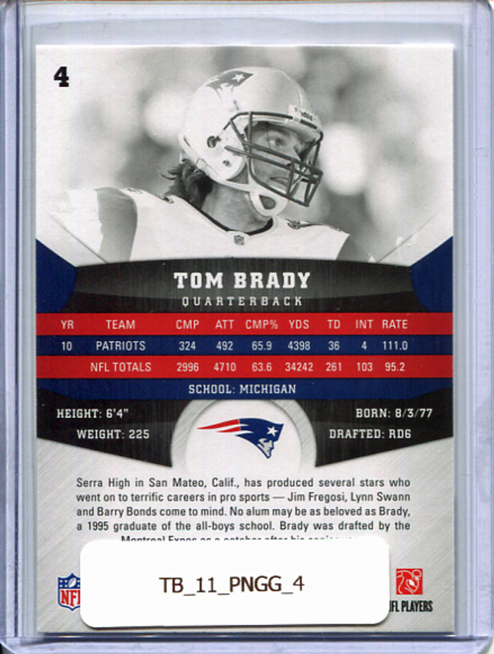 Tom Brady 2011 Gridiron Gear #4