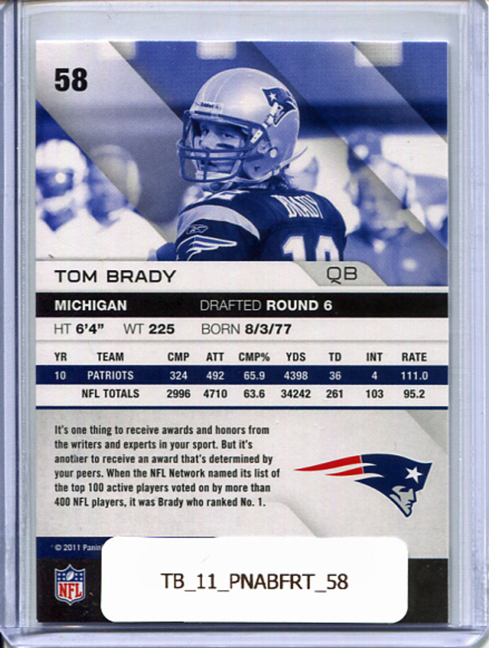 Tom Brady 2011 Absolute #58