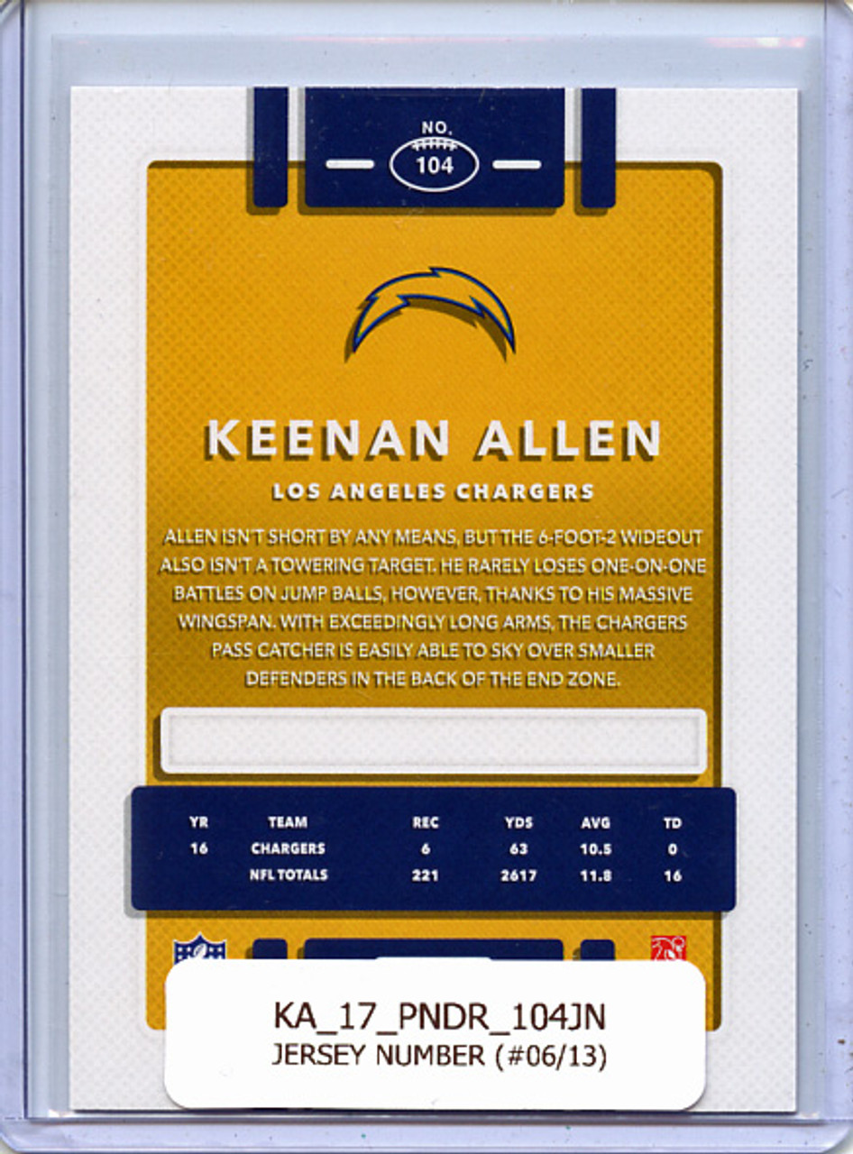 Keenan Allen 2017 Donruss #104 Jersey Number (#06/13)