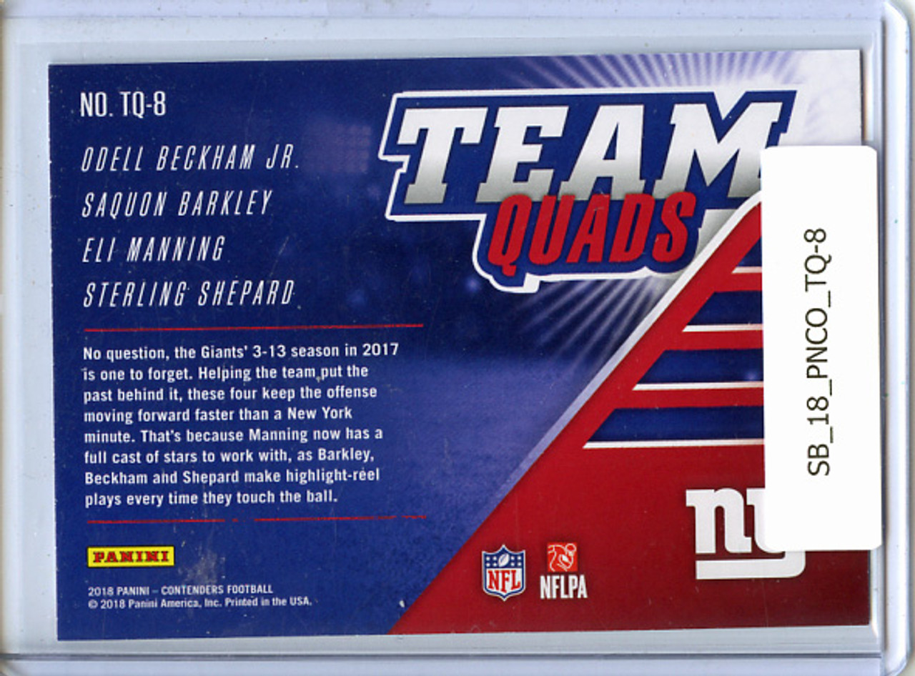 Saquon Barkley, Odell Beckham Jr., Eli Manning, Sterling Shepard 2018 Contenders, Team Quads #TQ-8