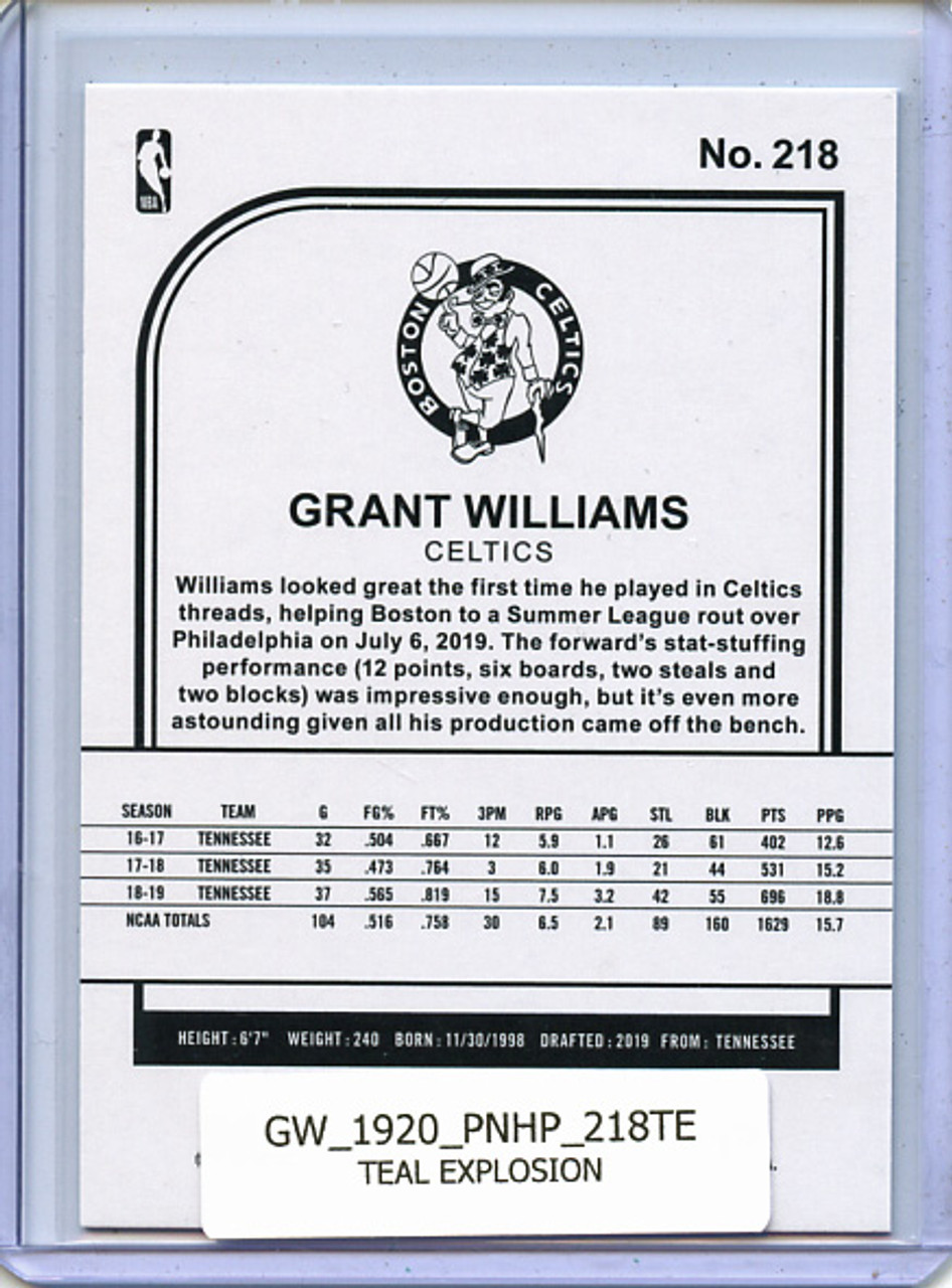 Grant Williams 2019-20 Hoops #218 Teal Explosion
