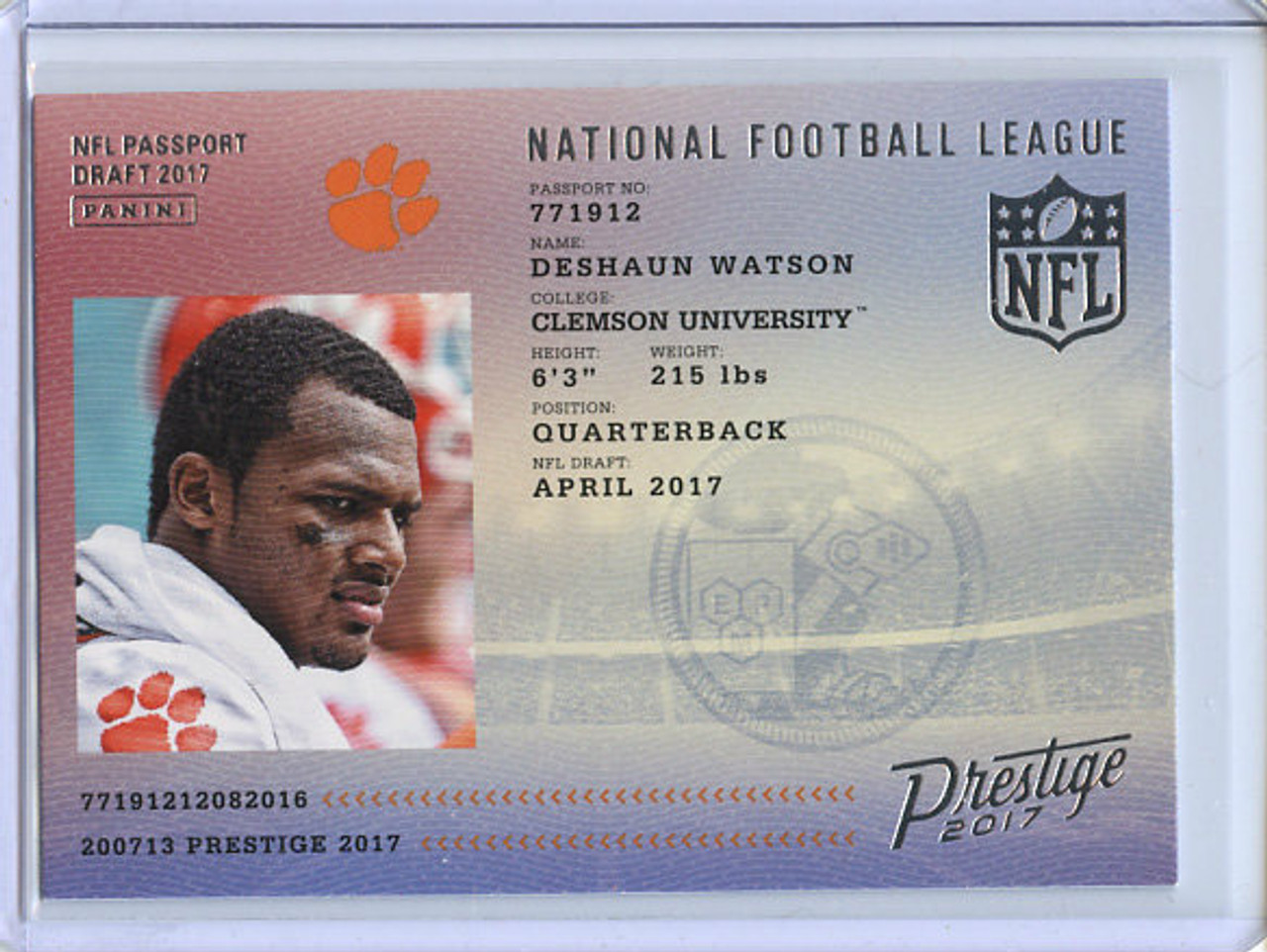 Deshaun Watson 2017 Prestige, NFL Passport #16