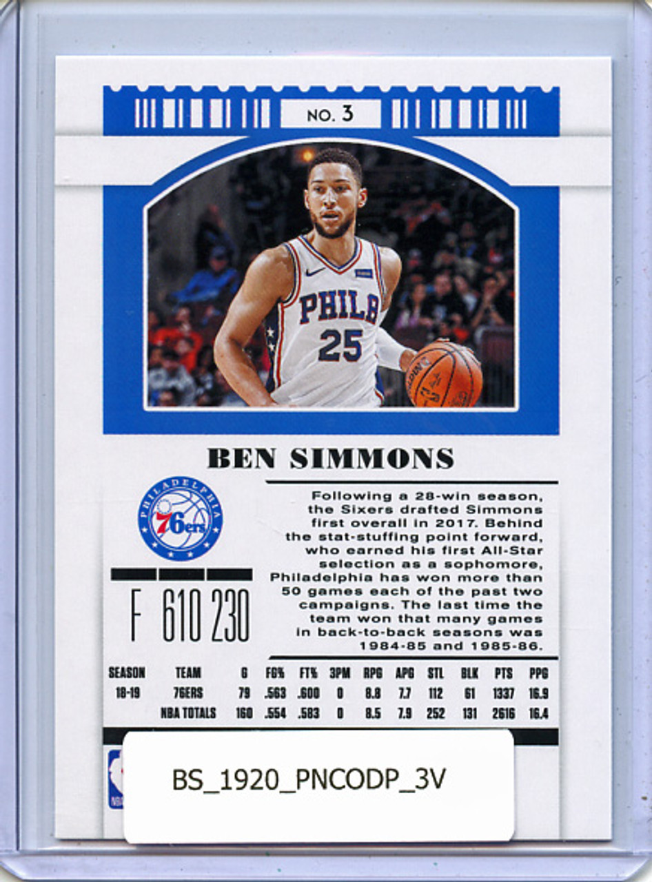 Ben Simmons 2019-20 Contenders Draft Picks #3 Variations