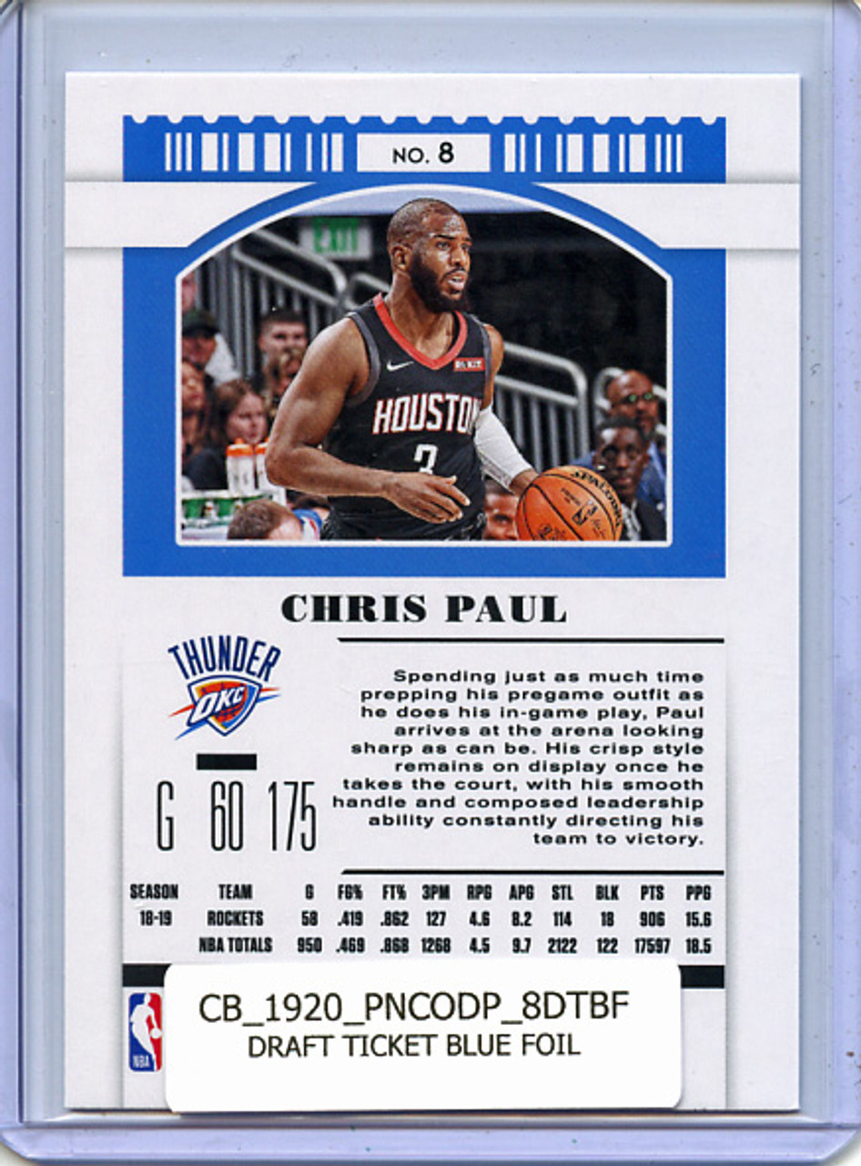 Chris Paul 2019-20 Contenders Draft Picks #8 Draft Ticket Blue Foil