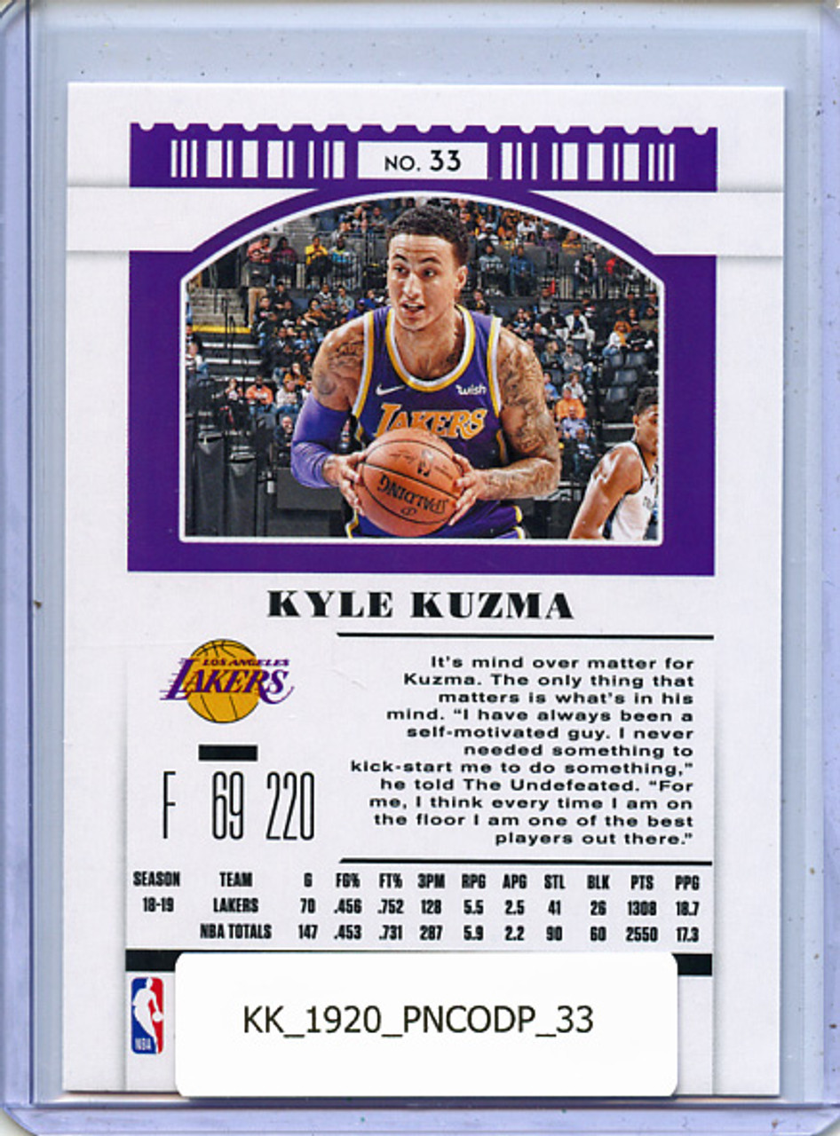 Kyle Kuzma 2019-20 Contenders Draft Picks #33