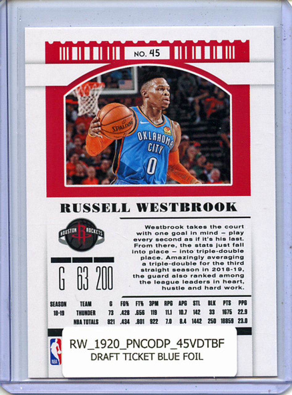 Russell Westbrook 2019-20 Contenders Draft Picks #45 Variations Draft Ticket Blue Foil