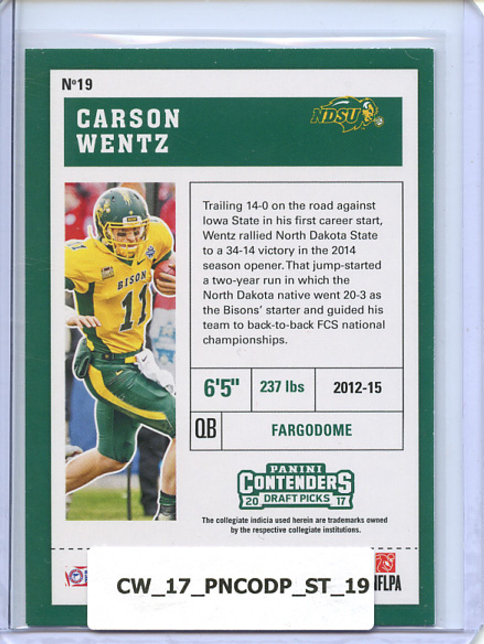 Carson Wentz 2017 Contenders Draft Picks #19