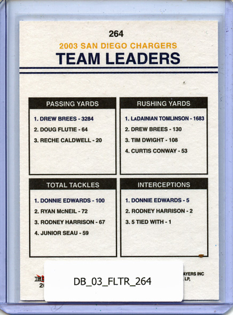Drew Brees, LaDainian Tomlinson, Donnie Edwards 2003 Tradition #264 Team Leaders
