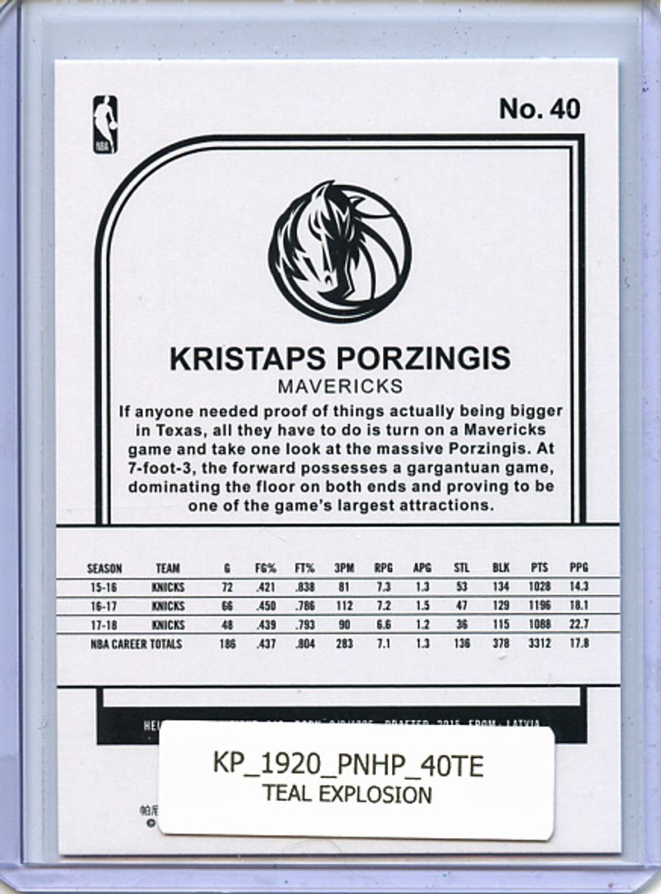 Kristaps Porzingis 2019-20 Hoops #40 Teal Explosion