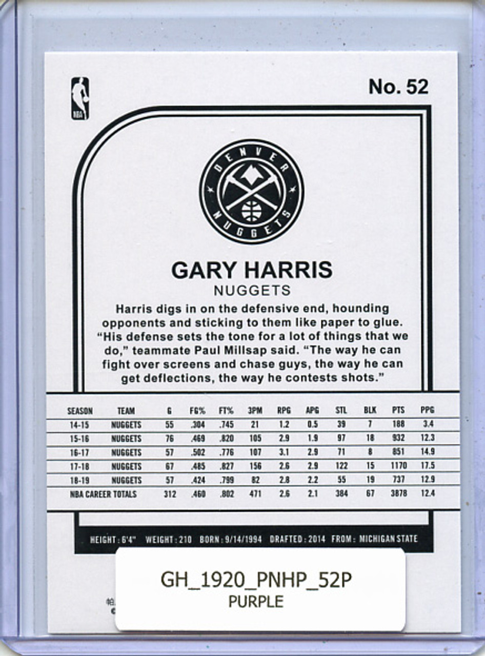 Gary Harris 2019-20 Hoops #52 Purple